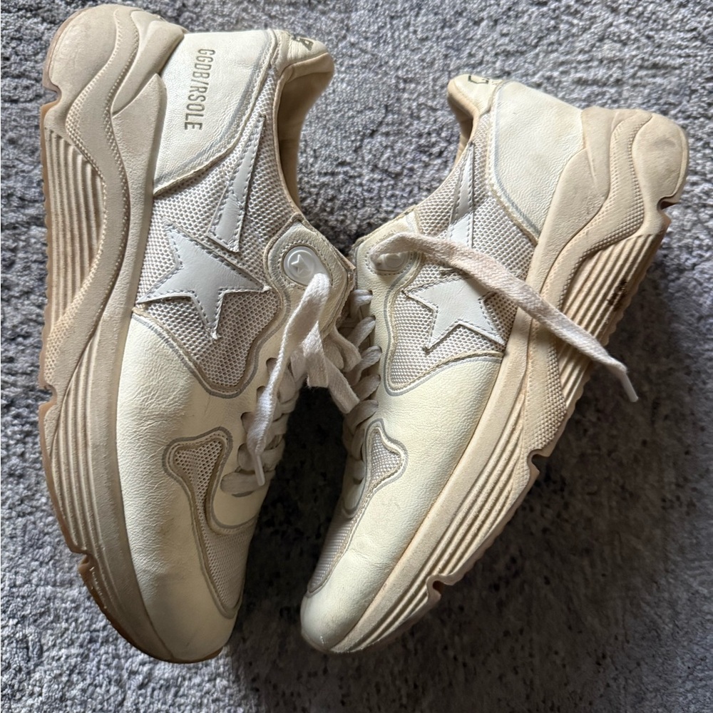 Golden Goose Beige Running Shoes